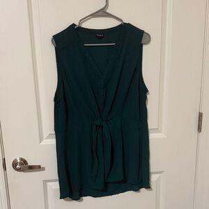 Torrid Green Sleeveless Tie Front Blouse
